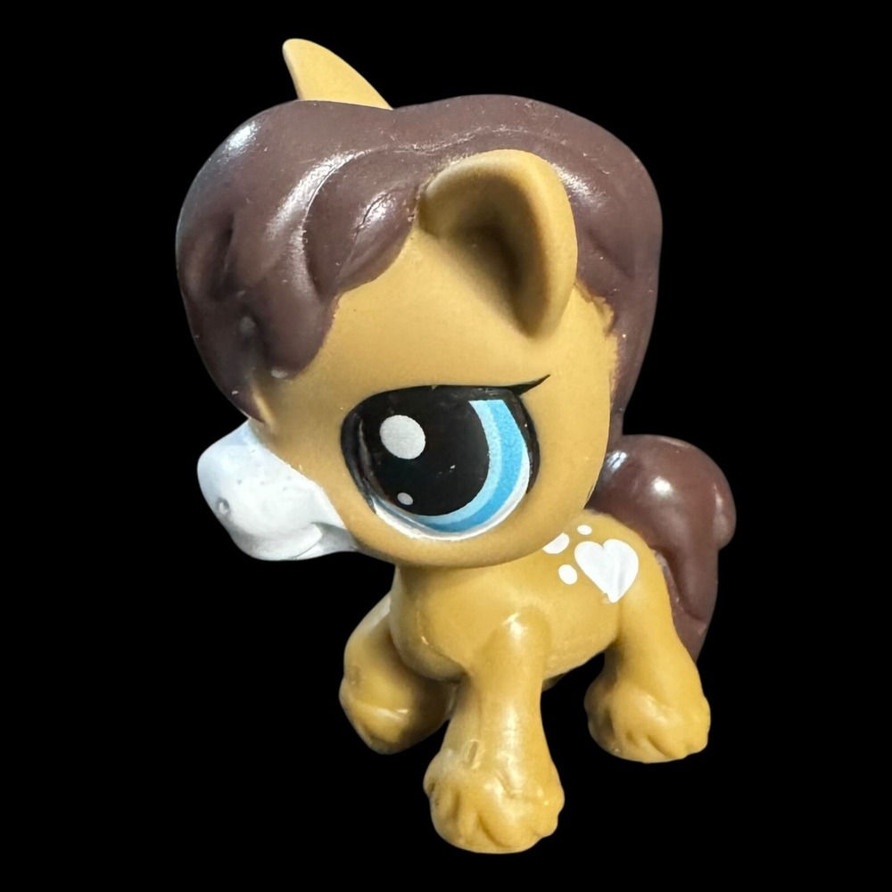 Authentic Littlest Pet Shop Brown HORSE Pink Hearts‎ G7 #3 Hasbro LPS